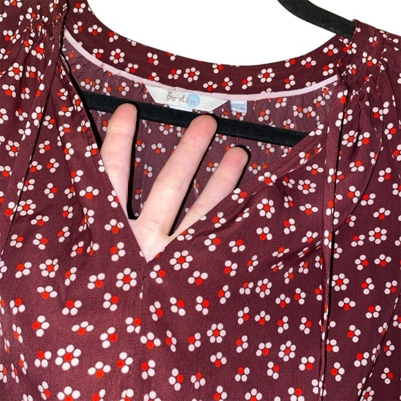 Boden Floral Burgundy Blouse Size US 8R - Picture 5 of 10
